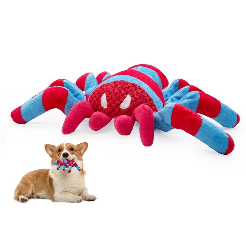 2025 New Spider Plush Squeaky Dog Toy – Durable Corduroy Chew Toy for Medium & Large Dogs