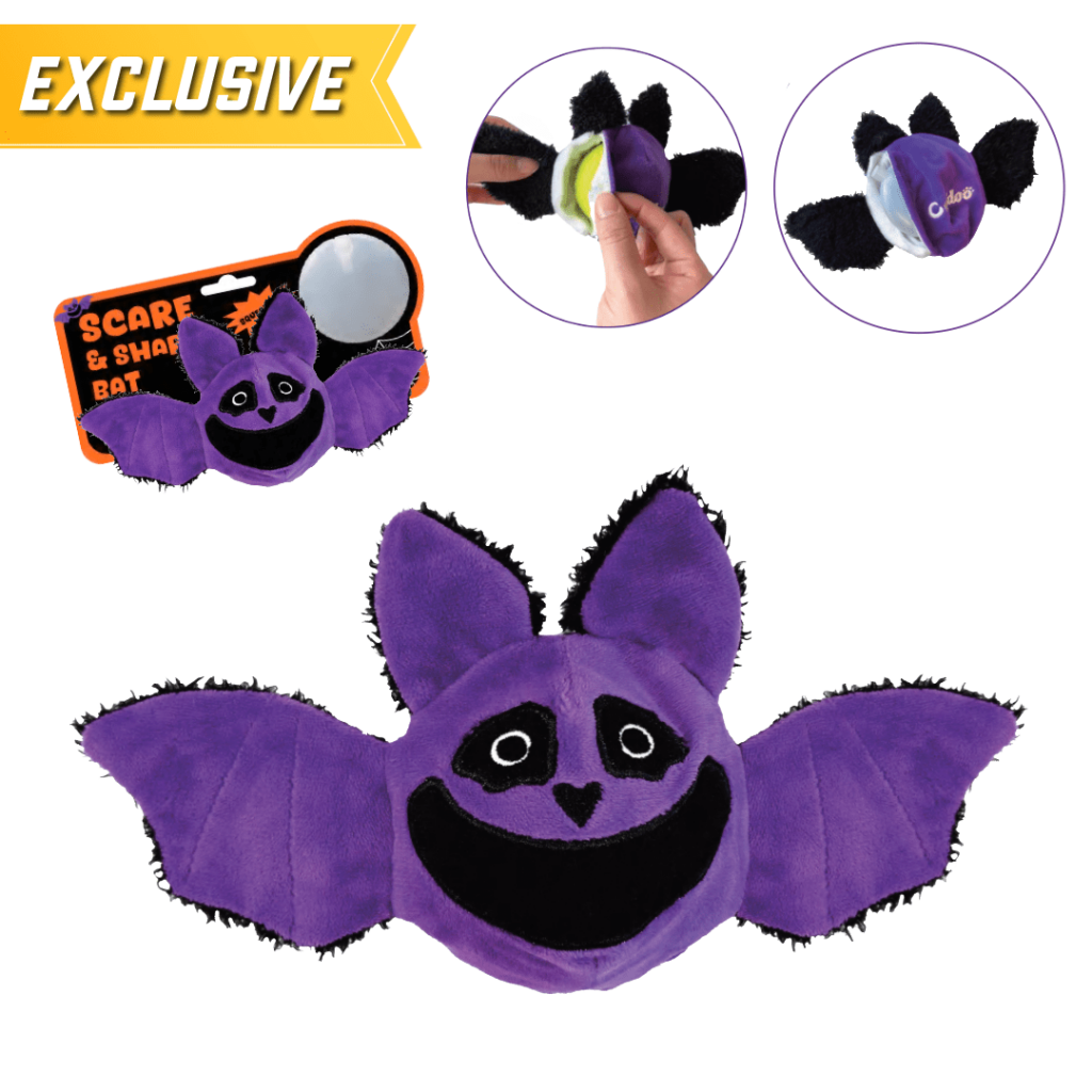 3-1 Halloween Exclusive Squeaky Bouncy Interactive Bat Spooky Plush Dog Toys
