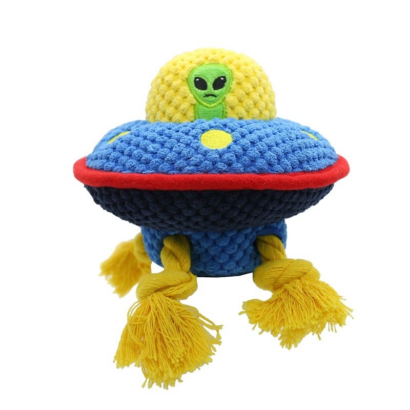 Alien UFO Squeaky Plush Dog Puzzle Toy